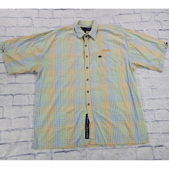 Phat Farm Other - Phat Farm Button Down Shirt MENS XL Yellow Blue Plaid Vintage Y2K Streetwear